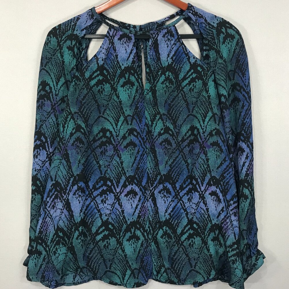 Ecote Urban Outfitters Top Women's Medium Multicolor Boho Cutout Blouse L/S